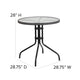 Clear/Gray |#| 28inch RD Glass Metal Table with Gray Rattan Edging and 4 Gray Rattan Stack Chairs