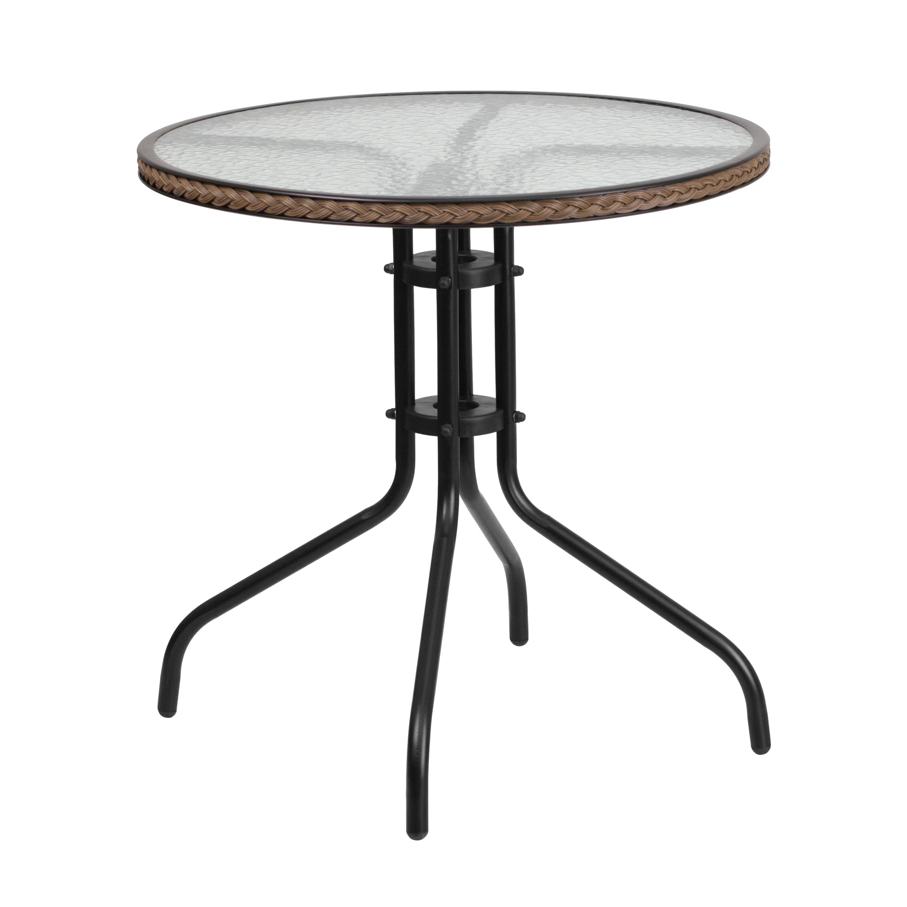 Glass top store rattan table