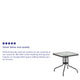 Clear/Gray Rattan |#| 28inch Square Tempered Glass Metal Table with Gray Rattan Edging