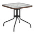 Barker 28'' Square Tempered Glass Metal Table with Rattan Edging