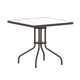 Clear/Bronze |#| 31.5inch Square Tempered Glass Metal Table with Smooth Ripple Design Top