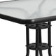 Clear/Black |#| 31.5inch Square Tempered Glass Metal Table with Smooth Ripple Design Top