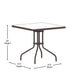 Clear/Bronze |#| 31.5inch Square Tempered Glass Metal Table with Smooth Ripple Design Top
