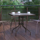 Clear/Bronze |#| 31.5inch Square Tempered Glass Metal Table with Smooth Ripple Design Top