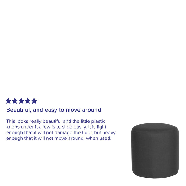 Black Fabric |#| Taut Upholstered Round Ottoman Pouf in Black Fabric - Home Furniture