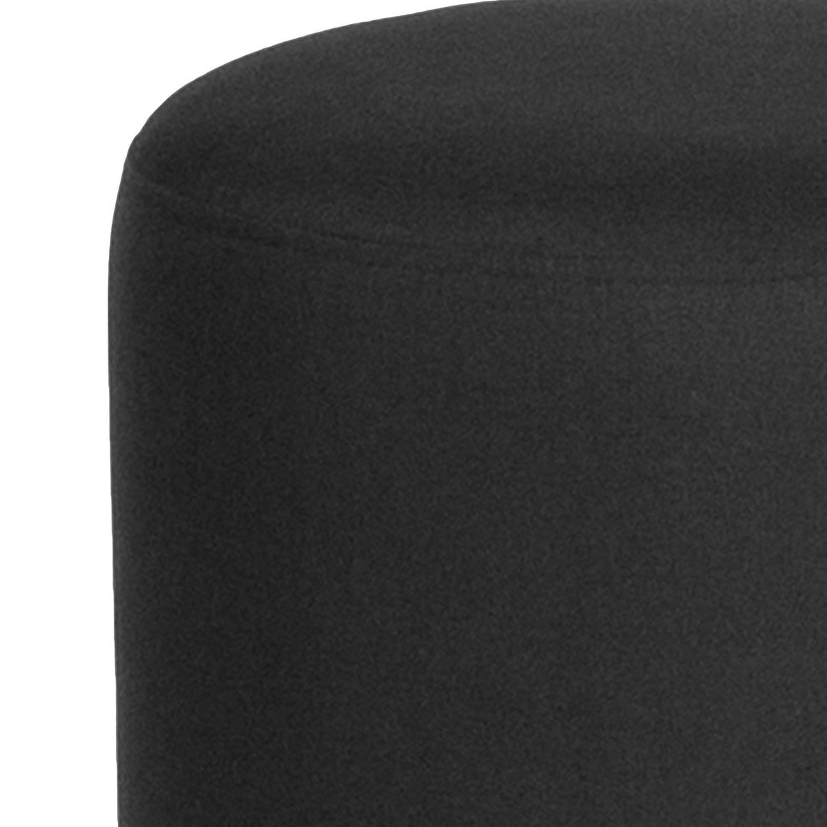 Black Fabric |#| Taut Upholstered Round Ottoman Pouf in Black Fabric - Home Furniture