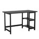 Black Wood Grain |#| Modern Trestle Desk with Open Side Shelving in Black Wood Grain