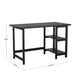 Black Wood Grain |#| Modern Trestle Desk with Open Side Shelving in Black Wood Grain