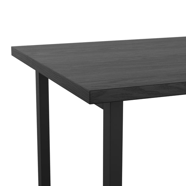 Black Wood Grain |#| Modern Trestle Desk with Open Side Shelving in Black Wood Grain