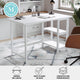 White Wood Grain |#| Modern Trestle Desk with Open Side Shelving in White Wood Grain