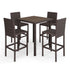 Bedford 5-Piece Indoor-Outdoor Bar Set with 4 Patio Bar Stools and Bar Height Table with Engineered Wood Top in Rattan Wicker