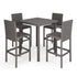 Bedford 5-Piece Indoor-Outdoor Bar Set with 4 Patio Bar Stools and Bar Height Table with Engineered Wood Top in Rattan Wicker