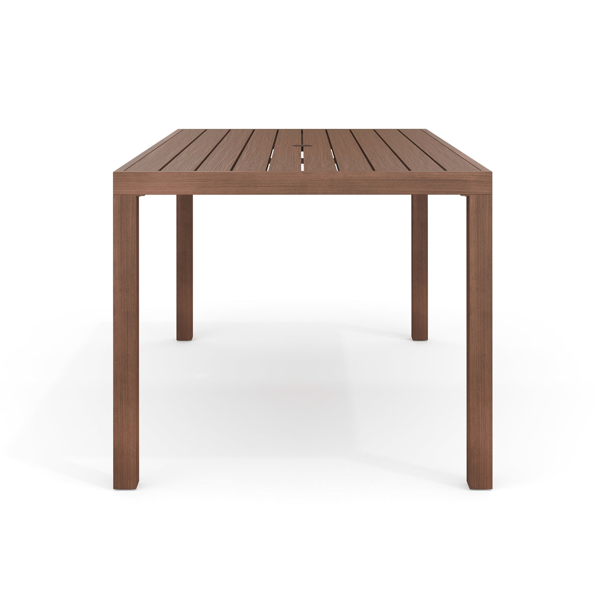 Brown |#| 60" All-Weather Patio Dining Table with Umbrella Hole - Brown