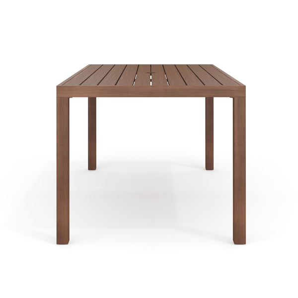 Brown |#| 60" All-Weather Patio Dining Table with Umbrella Hole - Brown