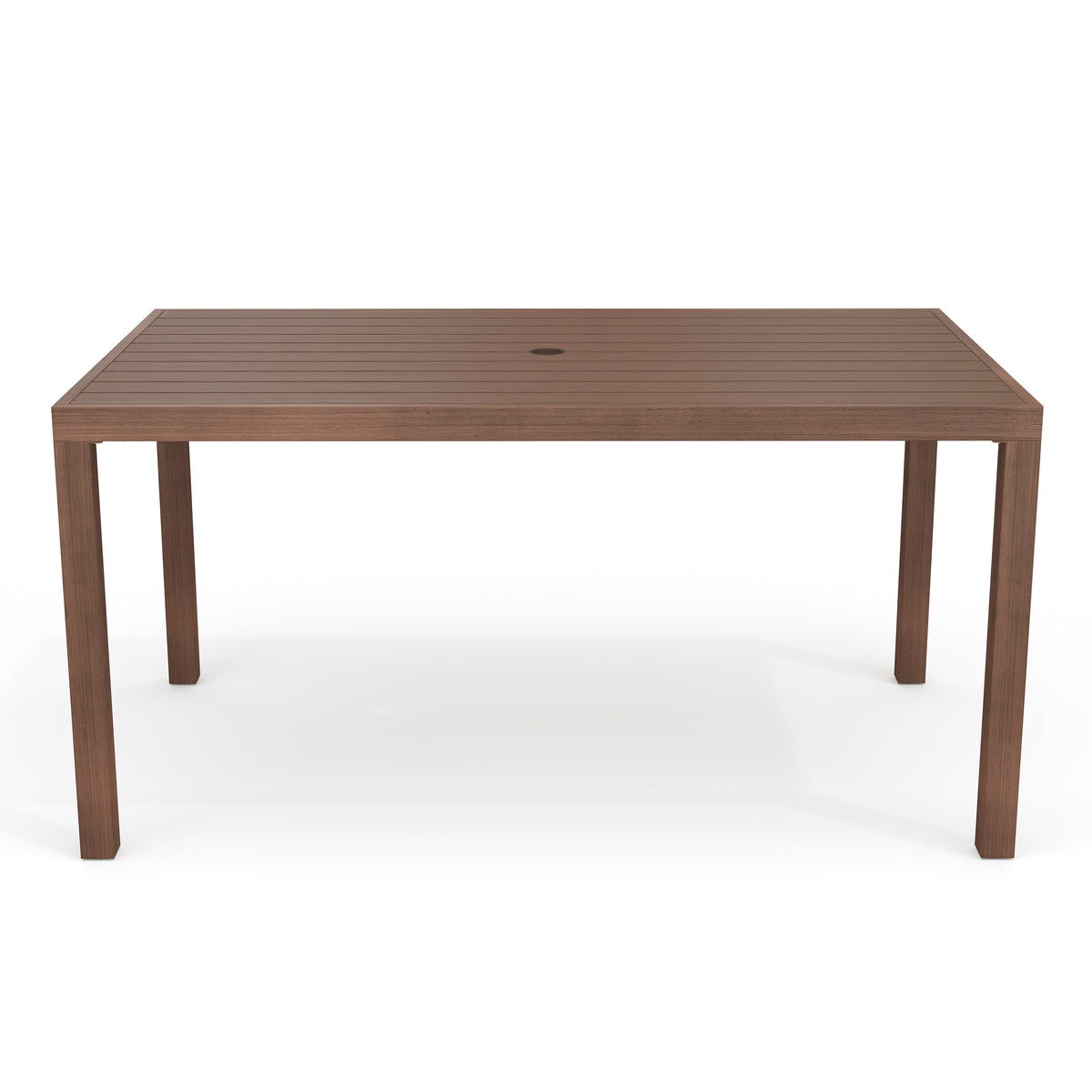 Brown |#| 60" All-Weather Patio Dining Table with Umbrella Hole - Brown