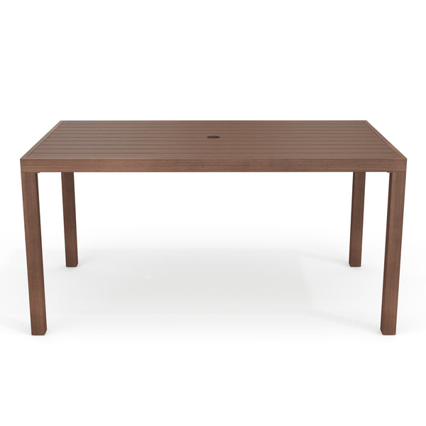 Gray |#| 60" All-Weather Patio Dining Table with Umbrella Hole - Gray