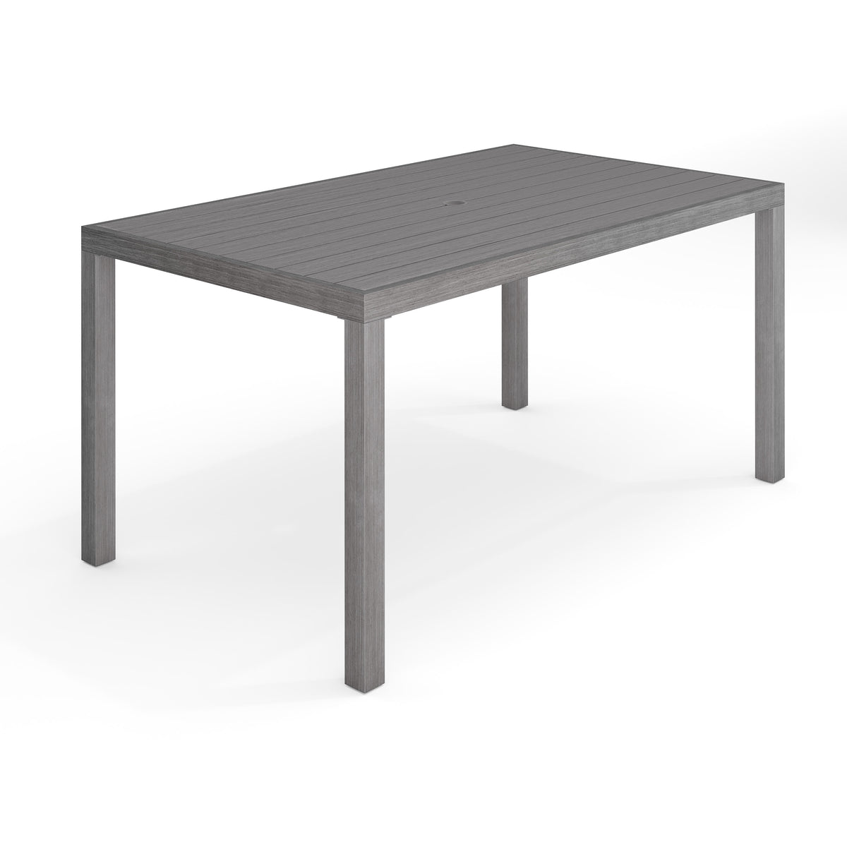 Gray |#| 60" All-Weather Patio Dining Table with Umbrella Hole - Gray