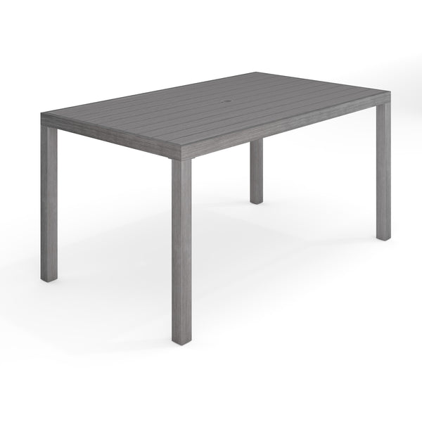 Gray |#| 60" All-Weather Patio Dining Table with Umbrella Hole - Gray