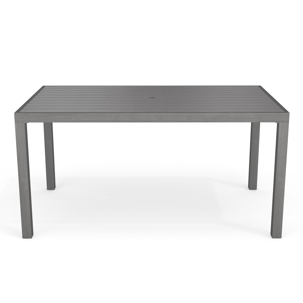 Gray |#| 60" All-Weather Patio Dining Table with Umbrella Hole - Gray
