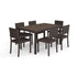 Bedford 7-Piece Indoor-Outdoor Dining Set with 6 Stackable Dining Chairs and 60" Patio Table with Engineered Wood Top in Rattan Wicker