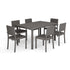 Bedford 7-Piece Indoor-Outdoor Dining Set with 6 Stackable Dining Chairs and 60" Patio Table with Engineered Wood Top in Rattan Wicker