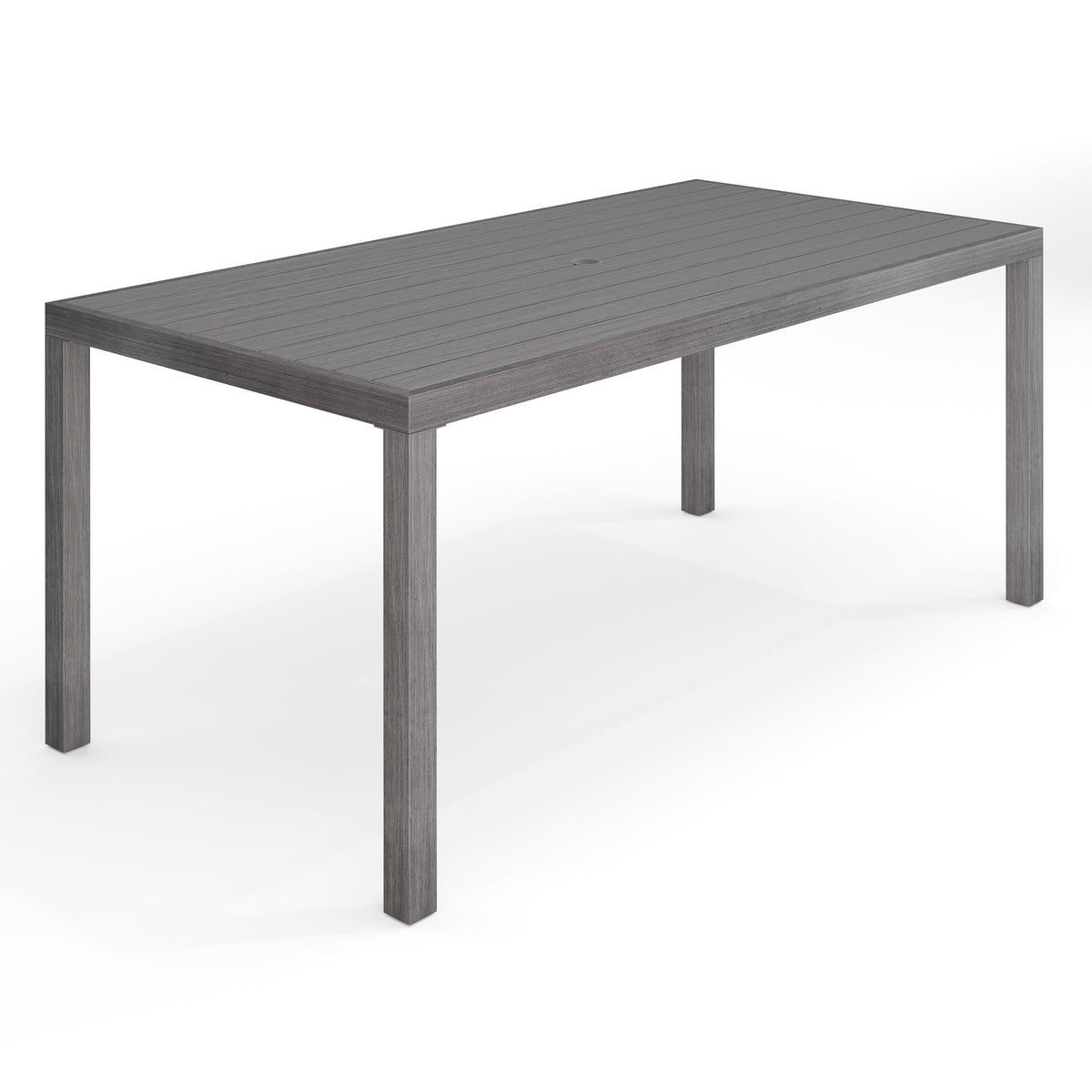 Gray |#| 70" All-Weather Patio Dining Table with Umbrella Hole - Gray