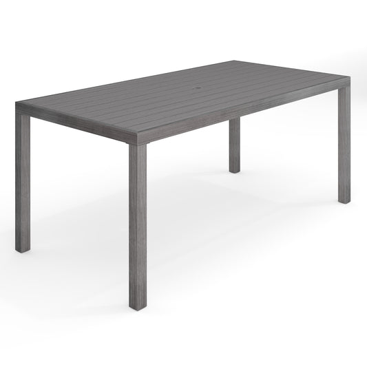 Bedford 70" Indoor-Outdoor Patio Table with Brushed Woodgrain Aluminum Finish
