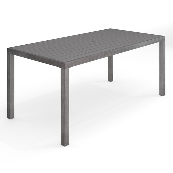 Gray |#| 70" All-Weather Patio Dining Table with Umbrella Hole - Gray