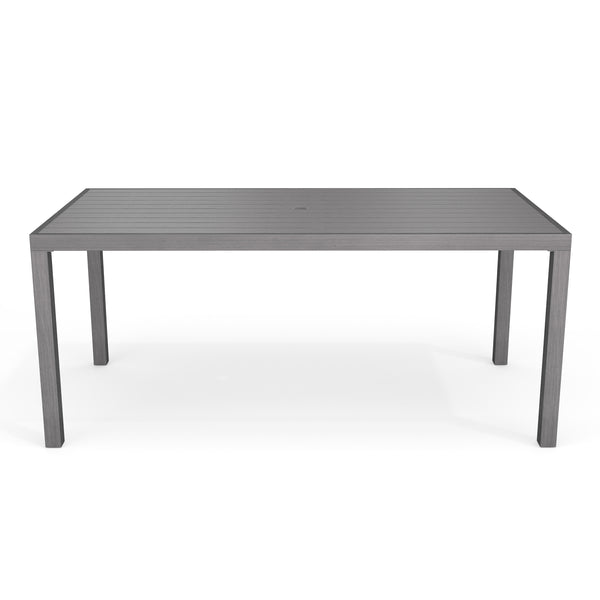 Brown |#| 70" All-Weather Patio Dining Table with Umbrella Hole - Brown