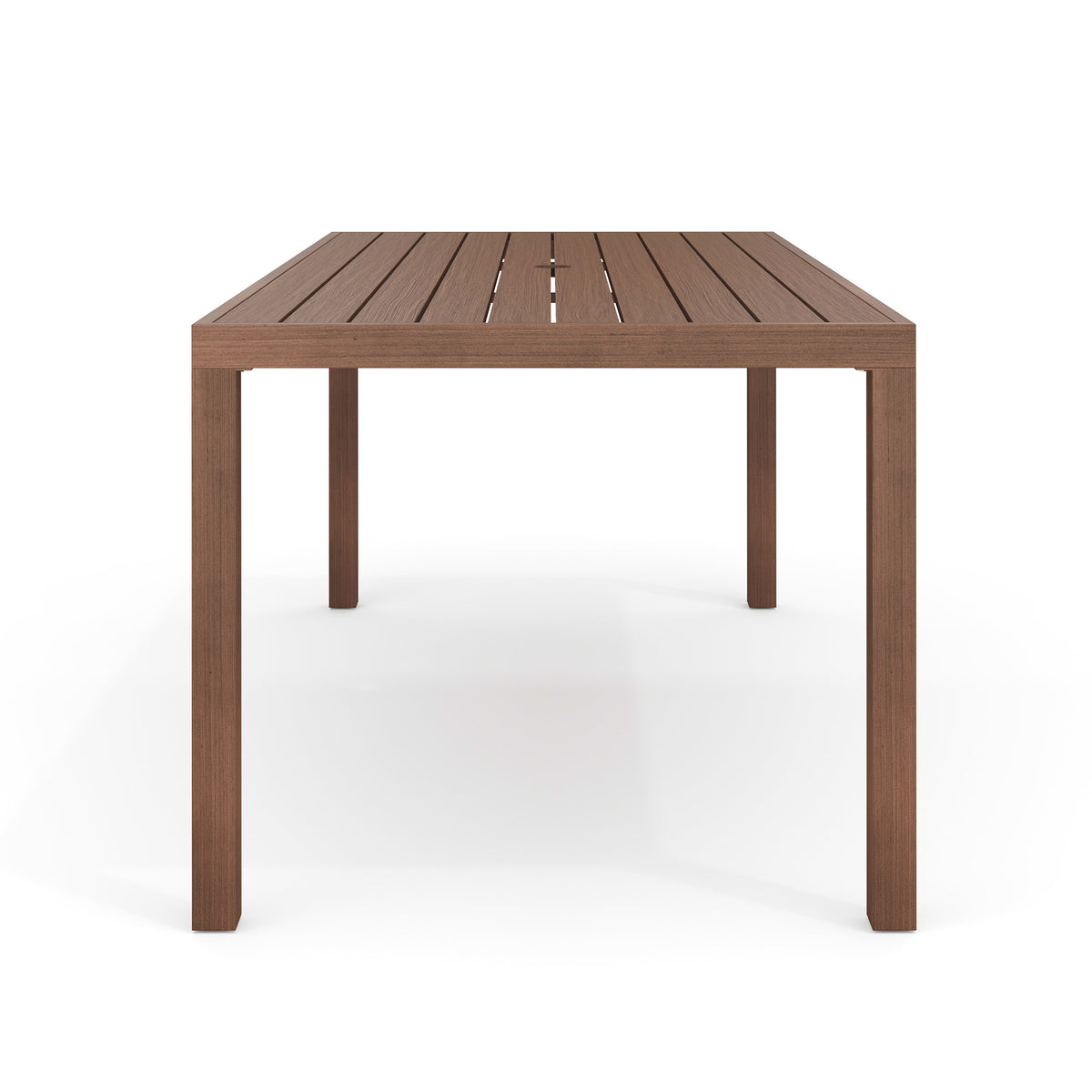 Brown |#| 70" All-Weather Patio Dining Table with Umbrella Hole - Brown