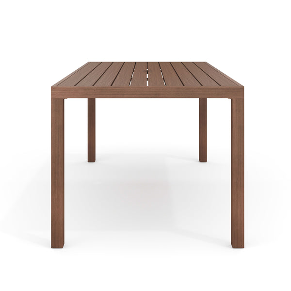 Brown |#| 70" All-Weather Patio Dining Table with Umbrella Hole - Brown