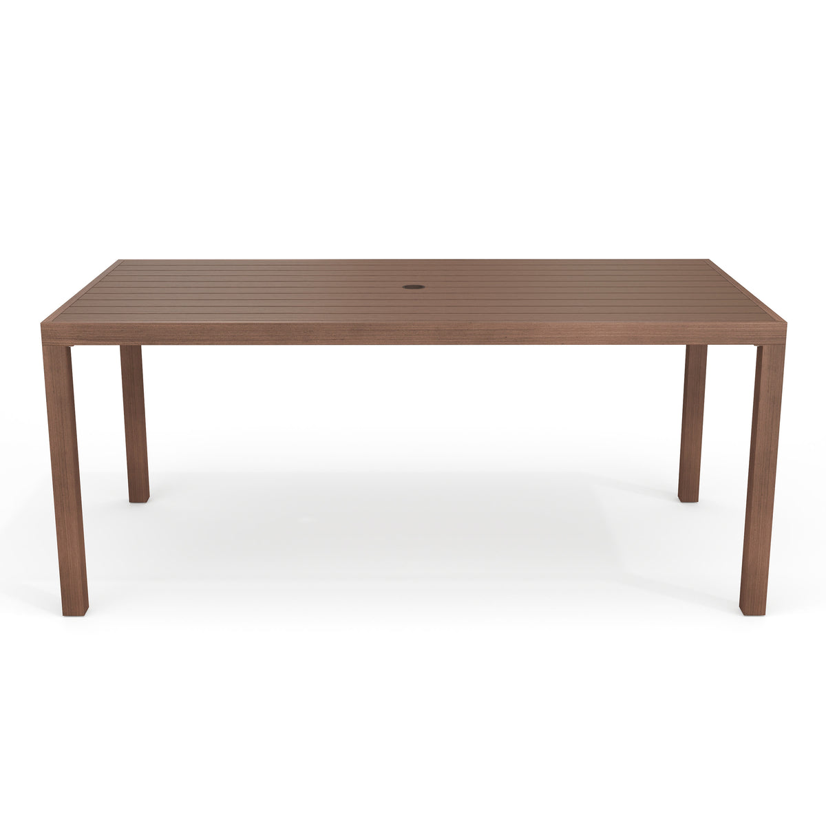 Brown |#| 70" All-Weather Patio Dining Table with Umbrella Hole - Brown