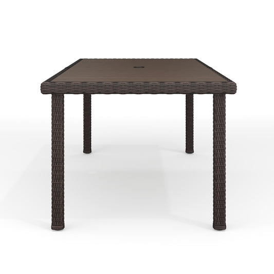 Bedford 70" Indoor-Outdoor Patio Table with Engineered Wood Top in Rattan Wicker