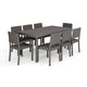 Gray |#| 9pc Outdoor Rattan Wicker Patio Dining Set with 8 Chairs and 70" Table - Gray
