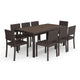 Brown |#| 9pc Outdoor Rattan Wicker Patio Dining Set with 8 Chairs and 70" Table - BRN