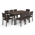 Bedford 9-Piece Indoor-Outdoor Dining Set with 8 Stackable Dining Chairs and 70" Patio Table with Engineered Wood Top in Rattan Wicker