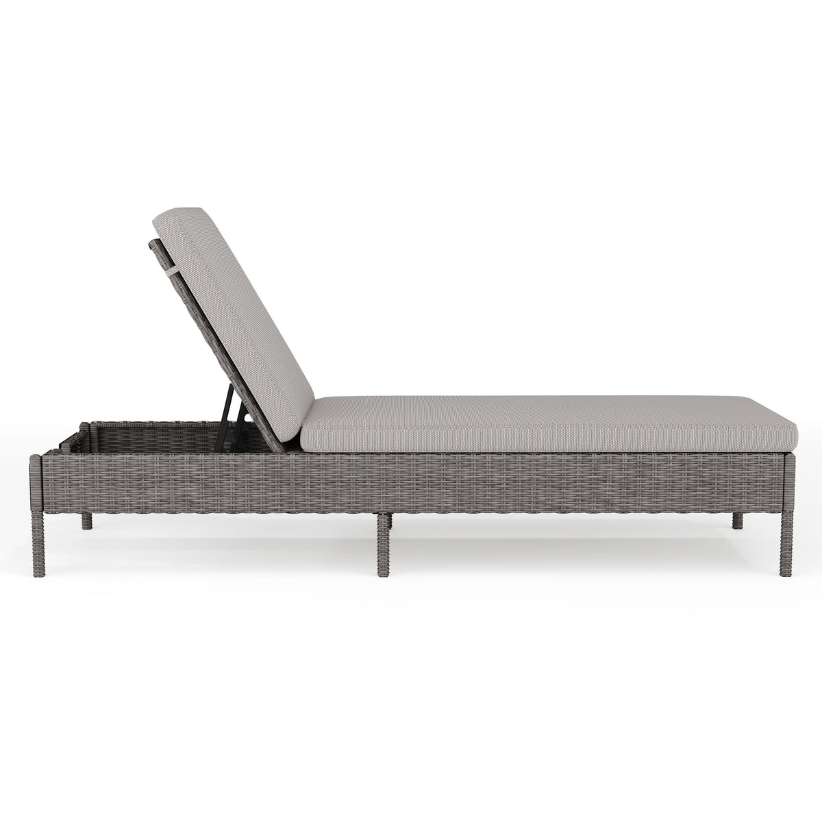 Gray |#| Outdoor Rattan Wicker Chaise Lounge Chair with All-Weather Cushions - GRY/GRY