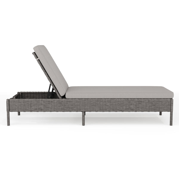 Gray |#| Outdoor Rattan Wicker Chaise Lounge Chair with All-Weather Cushions - GRY/GRY