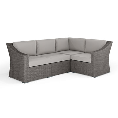 Bedford Indoor-Outdoor Modular Patio 4-Seat Sectional Sofa in Rattan Wicker with All-Weather Cushions - View 1