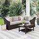 Tan Cushions/Brown Frame |#| Outdoor Modular Rattan Wicker 4-Seat Sectional Sofa with Cushions - Brown/Tan