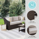 Tan Cushions/Brown Frame |#| Outdoor Modular Rattan Wicker 4-Seat Sectional Sofa with Cushions - Brown/Tan