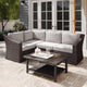 Tan Cushions/Brown Frame |#| Outdoor Modular Rattan Wicker 4-Seat Sectional Sofa with Cushions - Brown/Tan