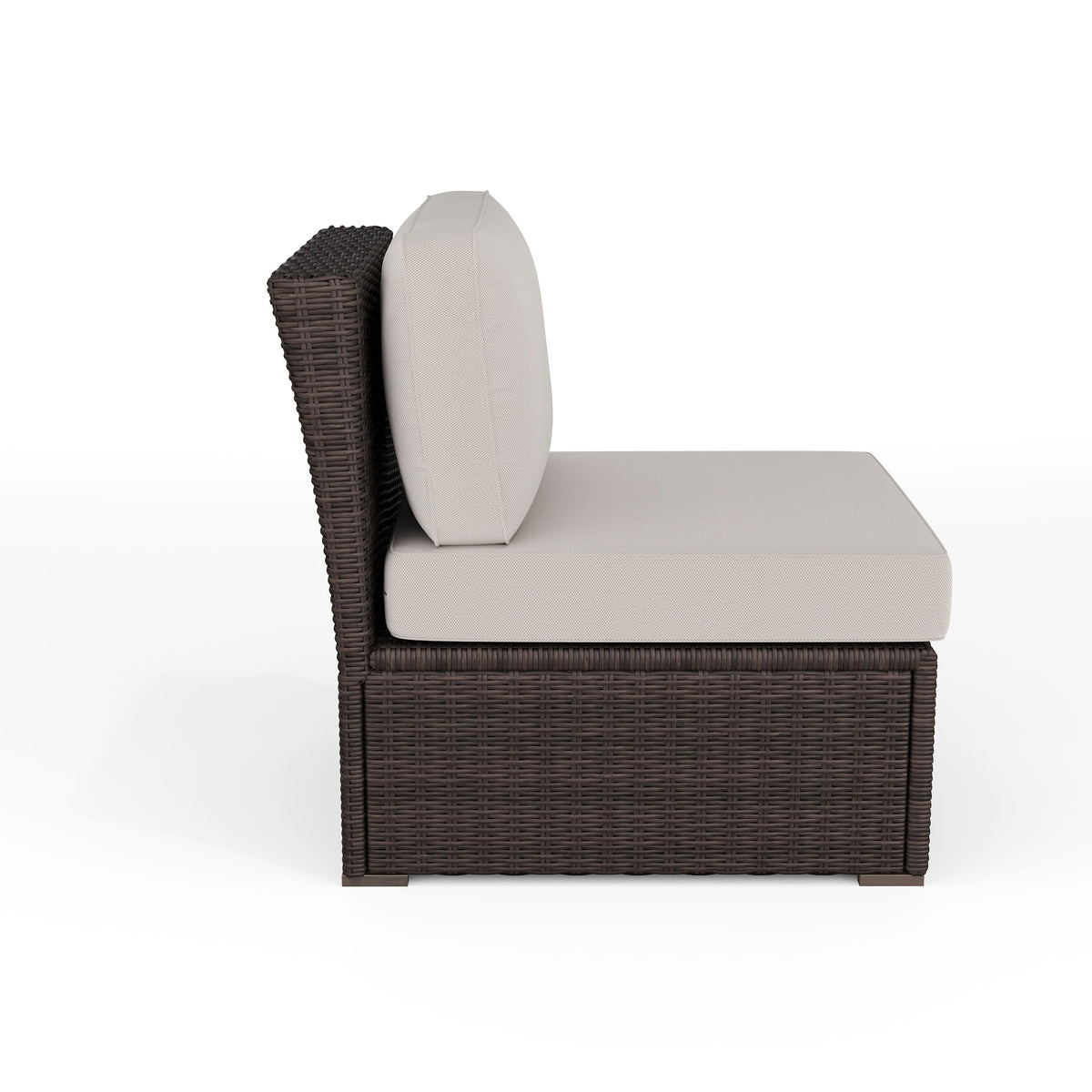 Tan Cushions/Brown Frame |#| Outdoor Modular Rattan Wicker 4-Seat Sectional Sofa with Cushions - Brown/Tan