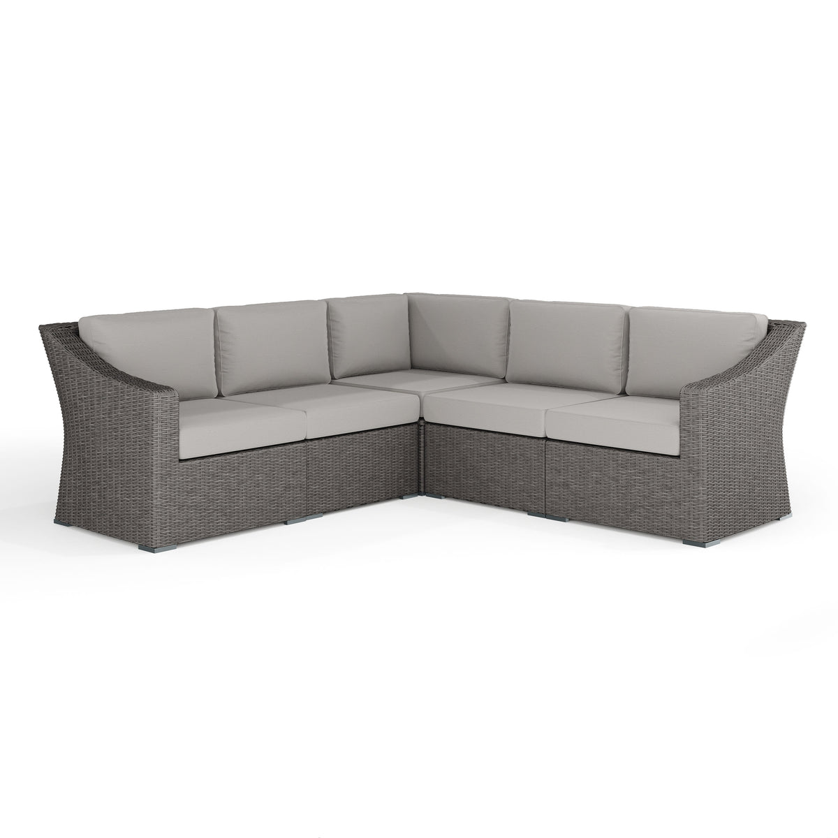 Gray Cushions/Gray Frame |#| Outdoor Modular Rattan Wicker 5-Seat Sectional Sofa with Cushions - Gray/Gray