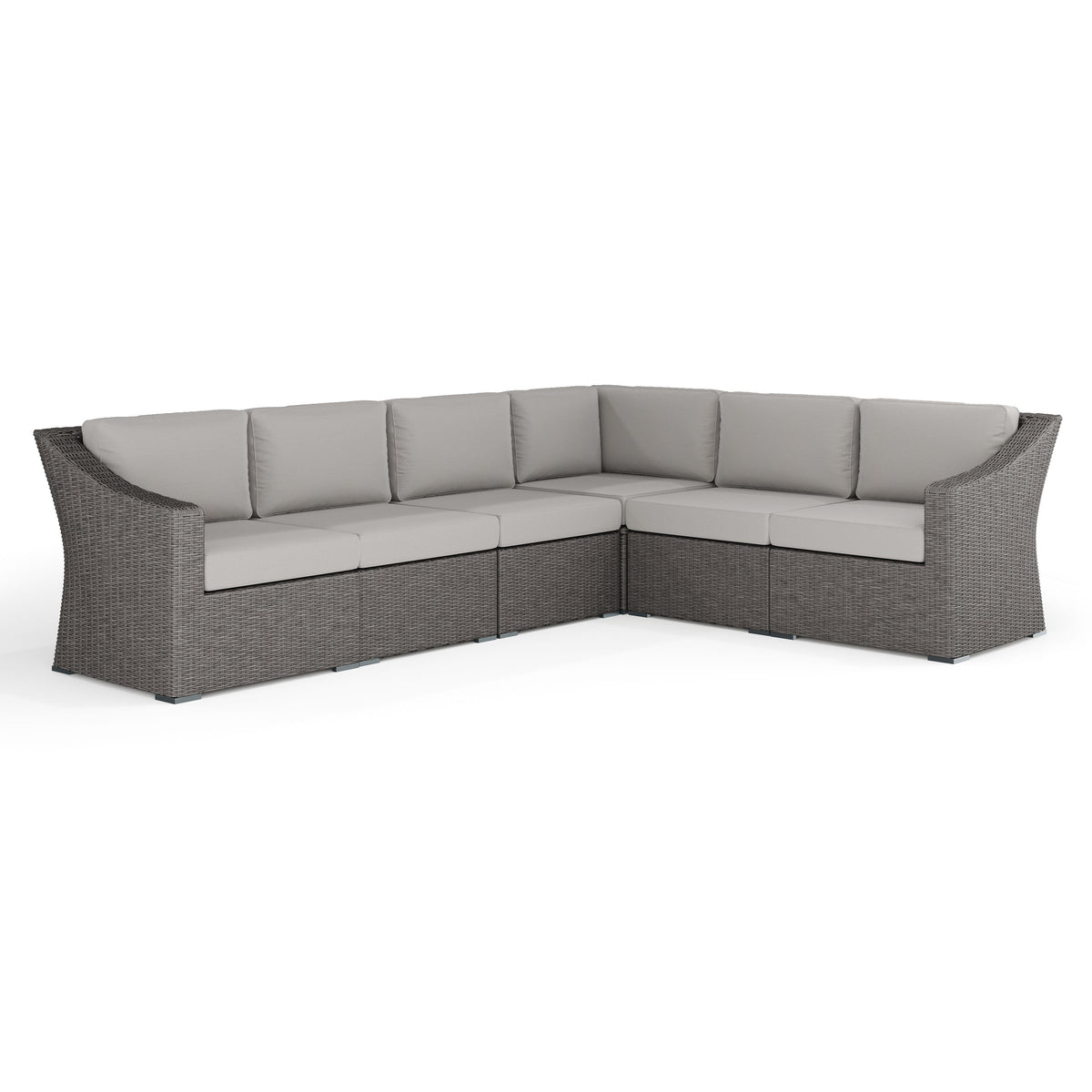 Gray Cushions/Gray Frame |#| Outdoor Modular Rattan Wicker 6-Seat Sectional Sofa with Cushions - Gray/Gray