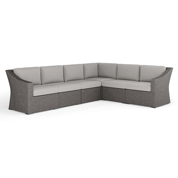 Gray Cushions/Gray Frame |#| Outdoor Modular Rattan Wicker 6-Seat Sectional Sofa with Cushions - Gray/Gray