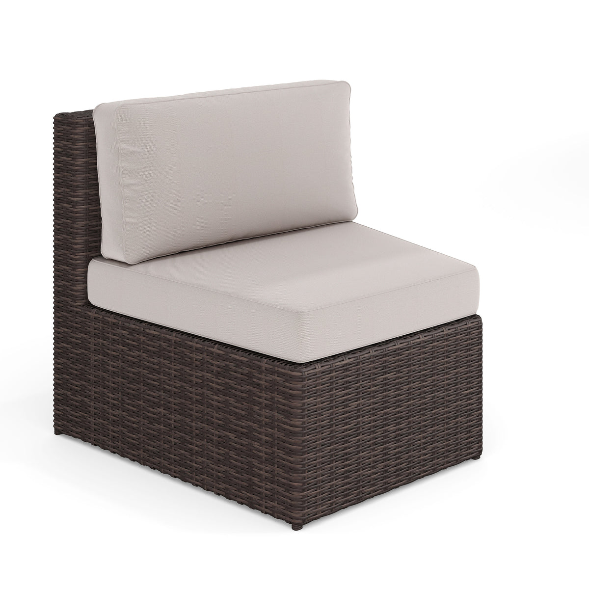 Tan Cushions/Brown Frame |#| Outdoor Modular Rattan Wicker Patio Curved Sectional Sofa Seat - Brown/Tan