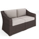 Tan Cushions/Brown Frame |#| Outdoor Modular Rattan Wicker Loveseat with All-Weather Cushions - Brown/Tan
