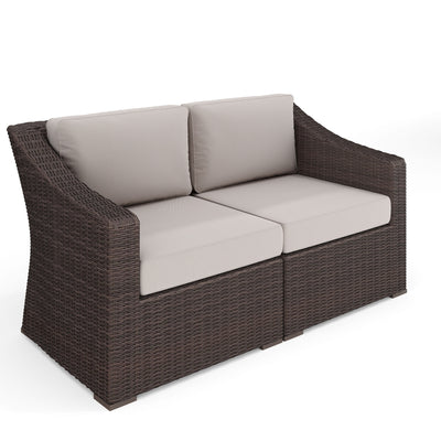Bedford Indoor-Outdoor Modular Patio Loveseat in Rattan Wicker with All-Weather Cushions - View 1