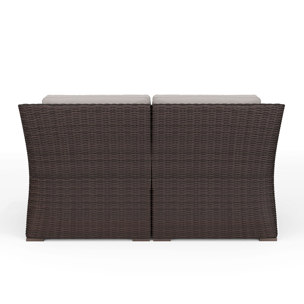 Tan Cushions/Brown Frame |#| Outdoor Modular Rattan Wicker Loveseat with All-Weather Cushions - Brown/Tan
